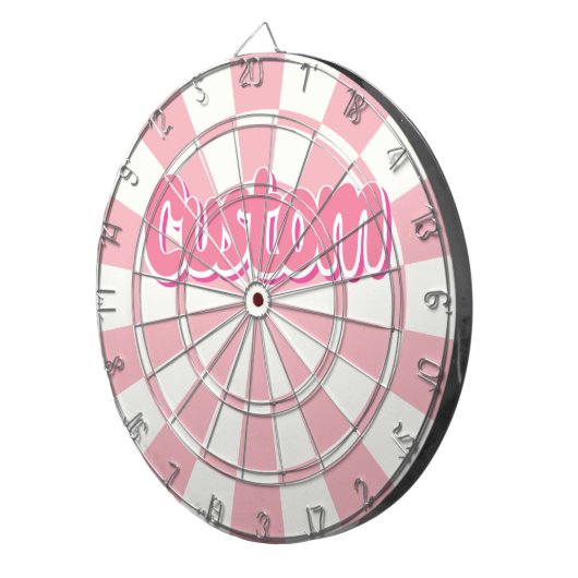 Pastel Pink And White Customizable Text ダーツボード (正面右)