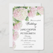 Pastel pink and white hydrangeas Budget Wedding 招待状 (正面)