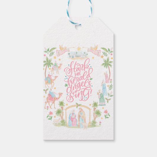 Pastel Pink Angel Nativity ギフトタグ (裏面)