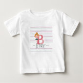 Pastel Pink “B” Monogram Ballerina ベビーTシャツ (正面)