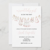 Pastel Pink Baby Clothes Girl Baby shower 招待状 (正面)