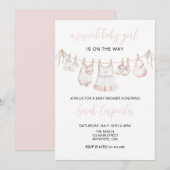 Pastel Pink Baby Clothes Girl Baby shower 招待状 (正面/裏面)