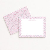 Pastel Pink Baby Floral Wavy Border Note Card 招待状