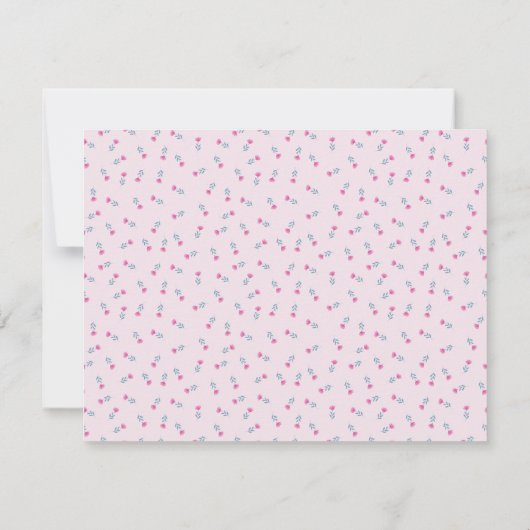 Pastel Pink Baby Floral Wavy Border Note Card 招待状 (裏面)