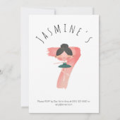 Pastel Pink Ballet Girl 7th Birthday 招待状 (裏面)