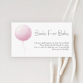 Pastel Pink Balloon Girl Baby Shower Books Request エンクロージャーカード