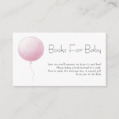 Pastel Pink Balloon Girl Baby Shower Books Request エンクロージャーカード (正面)