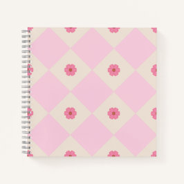 Pastel Pink & Beige Floral Geometric Notebook ノートブック