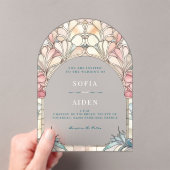 Pastel pink blue floral acrylic invitation アクリル招待状 (インサイチュ (ポータブル))