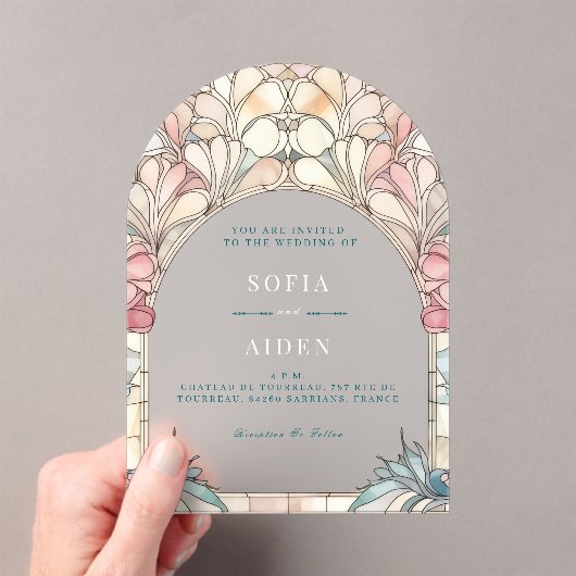 Pastel pink blue floral acrylic invitation アクリル招待状 (インサイチュ (ポータブル))