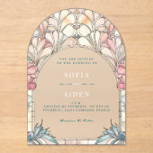 Pastel pink blue floral acrylic invitation アクリル招待状 (正面)