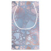 Pastel Pink Blue Heart Pattern Glossy Print スモールペーパーバッグ (裏面)