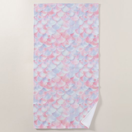 PASTEL PINK BLUE MERMAID BEACH TOWEL ビーチタオル (正面)