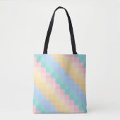 PASTEL PINK BLUE YELLOW GREEN GEOMETRIC SHAPES トートバッグ (正面)
