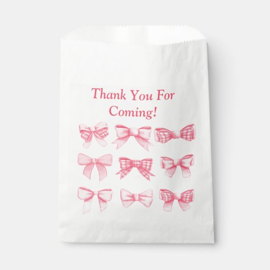 Pastel Pink Bow Birthday Treat Bag フェイバーバッグ (正面)