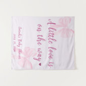 Pastel Pink Bow Coquette Baby Shower Cute Backdrop タペストリー (正面(横))