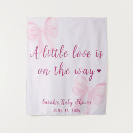 Pastel Pink Bow Coquette Baby Shower Cute Backdrop タペストリー