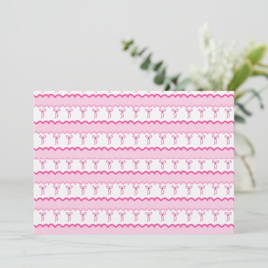 Pastel Pink Bow Seamless Pattern – Cute Aesthetic  招待状 (スタンド正面)