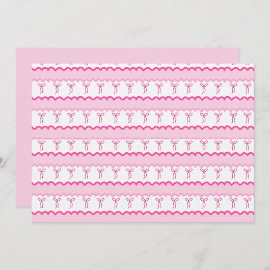 Pastel Pink Bow Seamless Pattern – Cute Aesthetic  招待状 (正面/裏面)