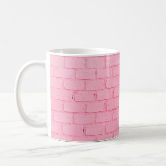 Pastel pink brick background wall texture. pink re コーヒーマグカップ (左)