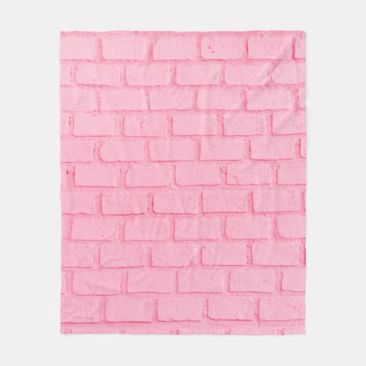 Pastel pink brick background wall texture. pink re フリースブランケット (正面)