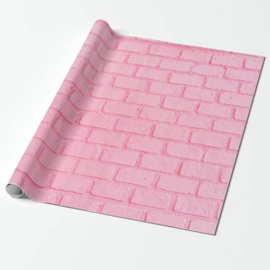 Pastel pink brick background wall texture. pink re ラッピングペーパー (アンロールド)
