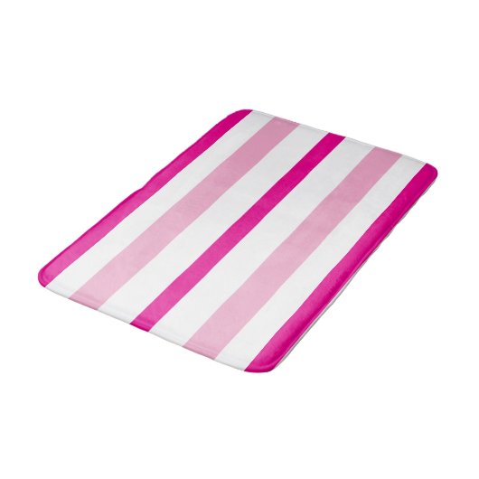 Pastel Pink Bright Pink White Summer Stripes バスマット (アングル)