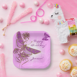 Pastel Pink Butterfly  ペーパープレート