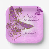 Pastel Pink Butterfly ペーパープレート (正面)