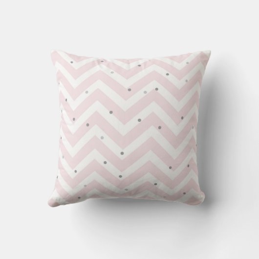 Pastel Pink Chevron and Dots Grey Monogram クッション (裏面)