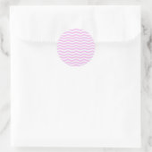 Pastel Pink  Chevron Stripes Round Sticker ラウンドシール (バッグ)