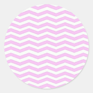 Pastel Pink  Chevron Stripes Round Sticker ラウンドシール