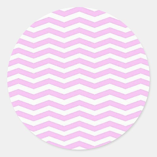 Pastel Pink  Chevron Stripes Round Sticker ラウンドシール (正面)