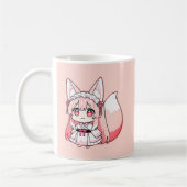 Pastel Pink Chibi Fox Girl  Coffee Mug コーヒーマグカップ (左)