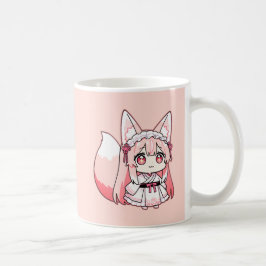 Pastel Pink Chibi Fox Girl  Coffee Mug コーヒーマグカップ