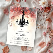 Pastel Pink Chic Floral Chandelier Bridal Shower 招待状