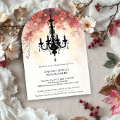 Pastel Pink Chic Floral Chandelier Bridal Shower 招待状