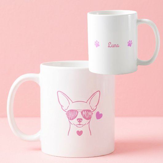 Pastel Pink Chihuahua Custom Name Dog Mom Mug コーヒーマグカップ