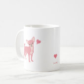 Pastel Pink Chihuahua Valentine Mug, Custom Name コーヒーマグカップ (正面左)