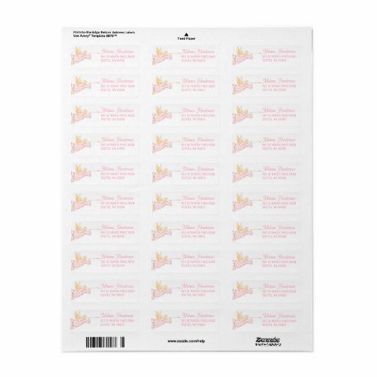 Pastel Pink Christmas Angel ラベル (フルシート)