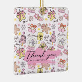 Pastel Pink Christmas Pattern with Custom Text セラミックオーナメント (右)