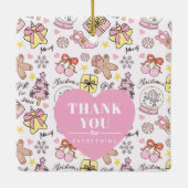 Pastel Pink Christmas Pattern with Custom Text セラミックオーナメント (裏面)