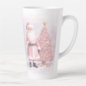 Pastel Pink Christmas Santa  カフェラテマグ (右)