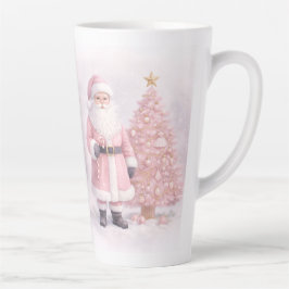 Pastel Pink Christmas Santa  カフェラテマグ