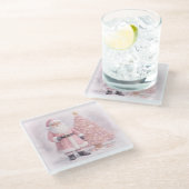 Pastel Pink Christmas Santa  ガラスコースター (アングル)