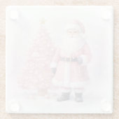 Pastel Pink Christmas Santa  ガラスコースター (裏面)