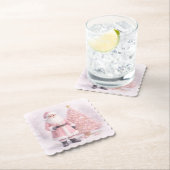 Pastel Pink Christmas Santa  ペーパーコースター (インサイチュ)
