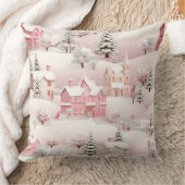 Pastel Pink Christmas Throw Pillow クッション (ブランケット)