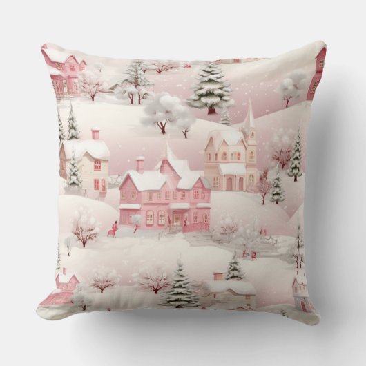 Pastel Pink Christmas Throw Pillow クッション (正面)