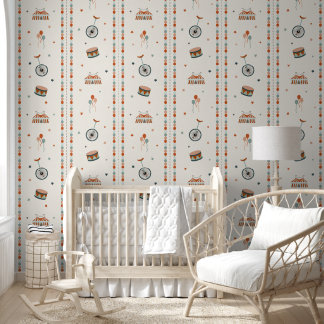Pastel Pink Circus & Stripes for Babies Nursery 壁紙